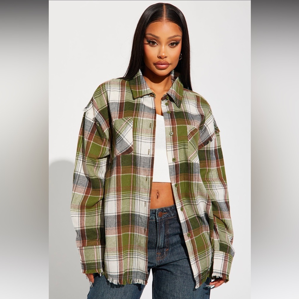 Green Forest Plaid Long Sleeve Button Up Shirt